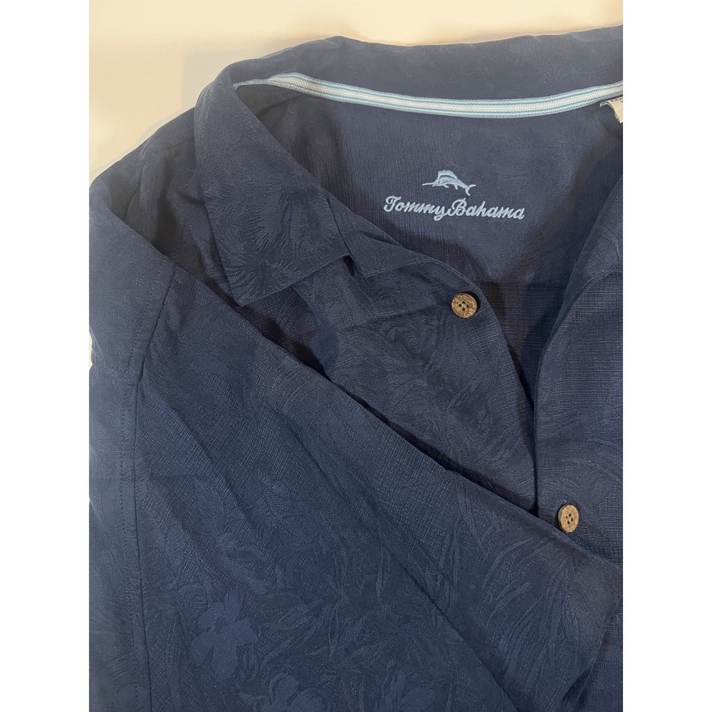 Tommy Bahama 100% Silk All Over Print Tropic Floral Short Sleeve Navy Blue 3XL - Picture 2 of 9